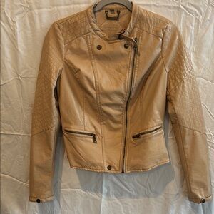 Women's Tan faux Leather Jacket